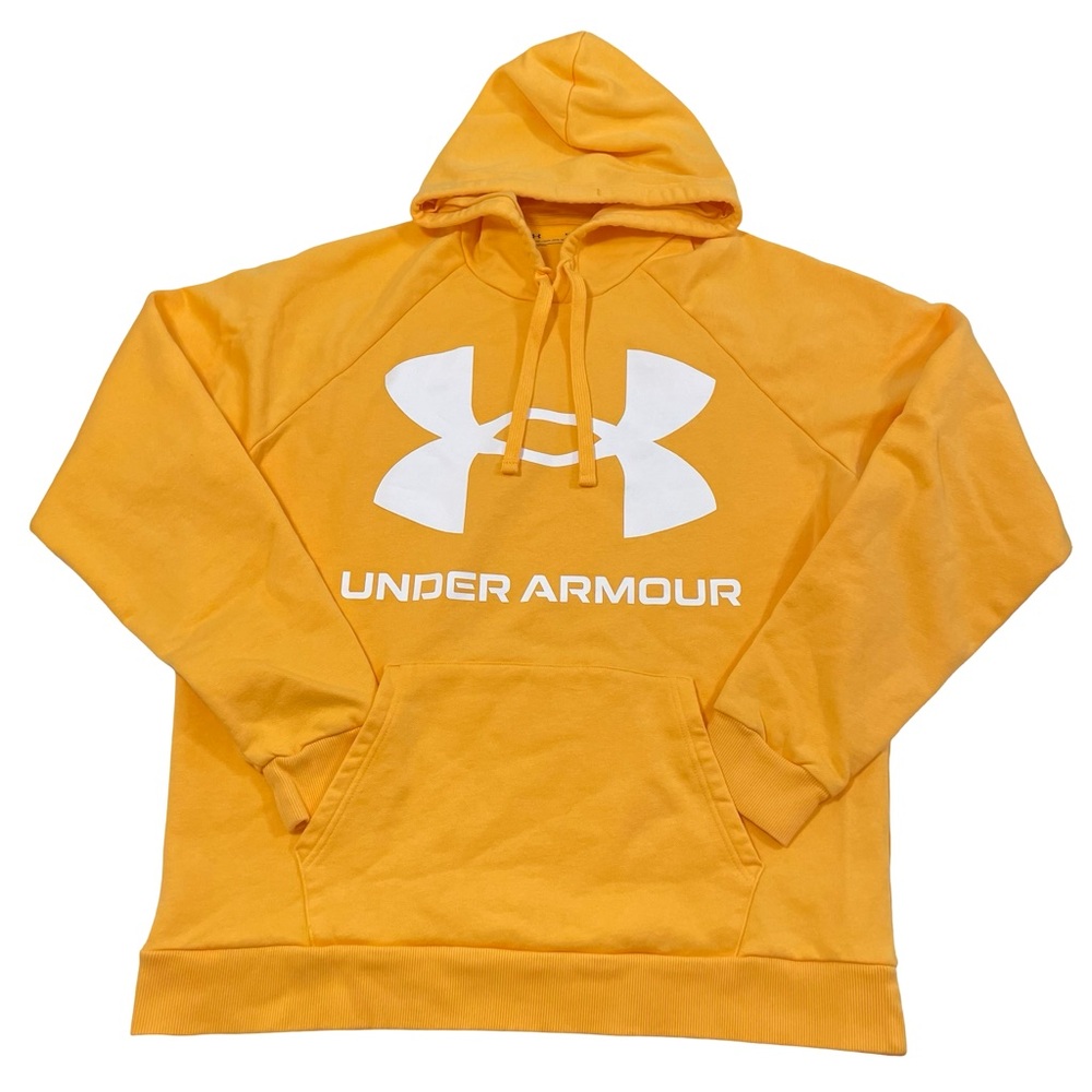 UA Under Armour Logo Size XL Yellow Hoodie Sweatshirt (Retail $50)